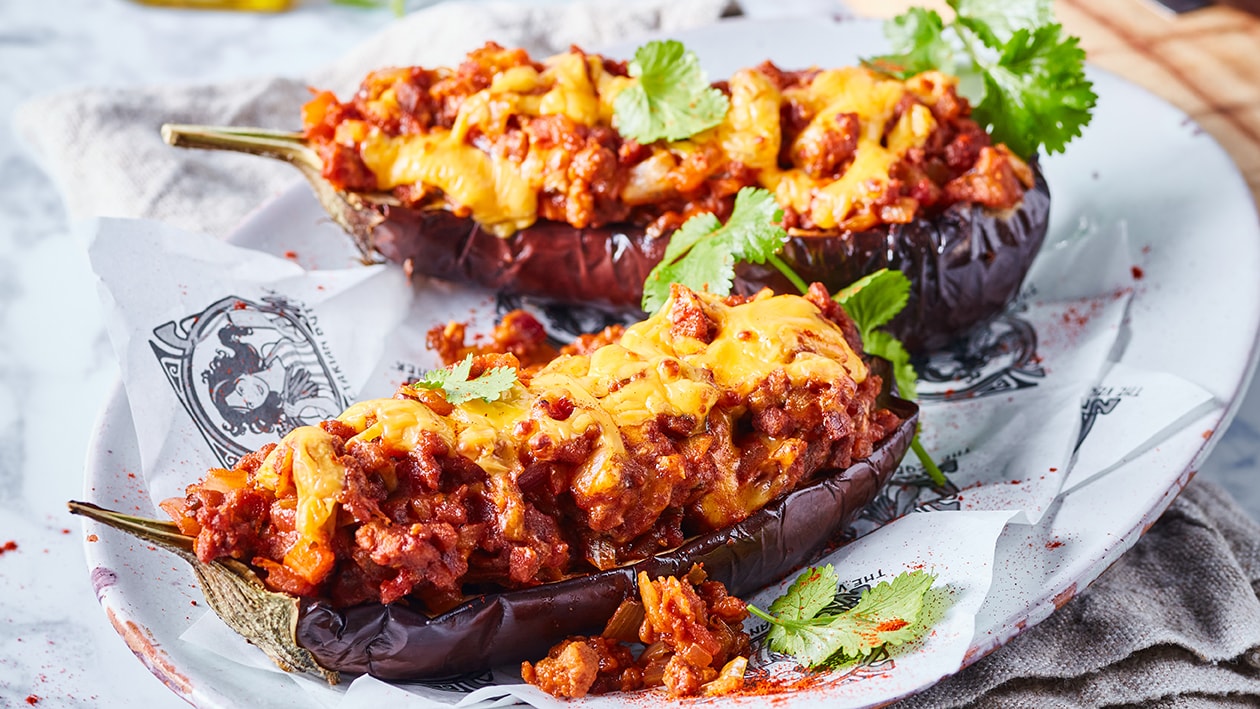 Berenjenas rellenas veganas con queso – - Receta - UFS