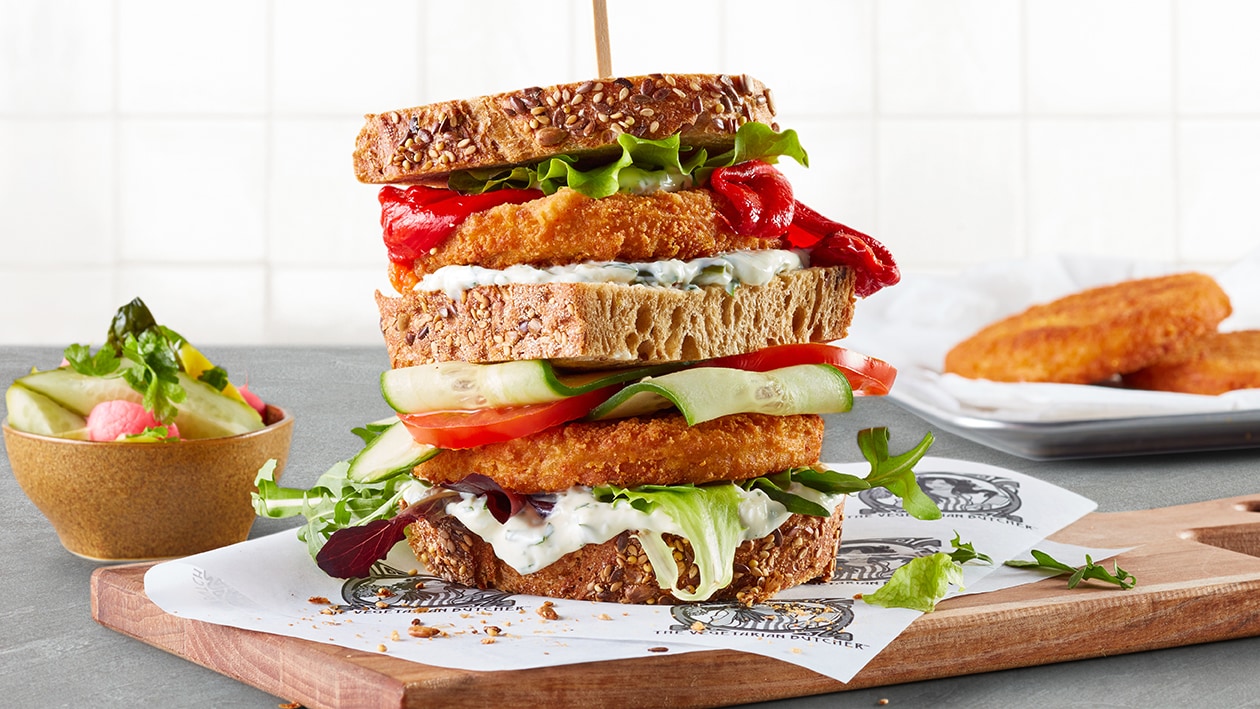 Sándwich Club con Hamburguesa Crispy Nopollo – - Receta - UFS