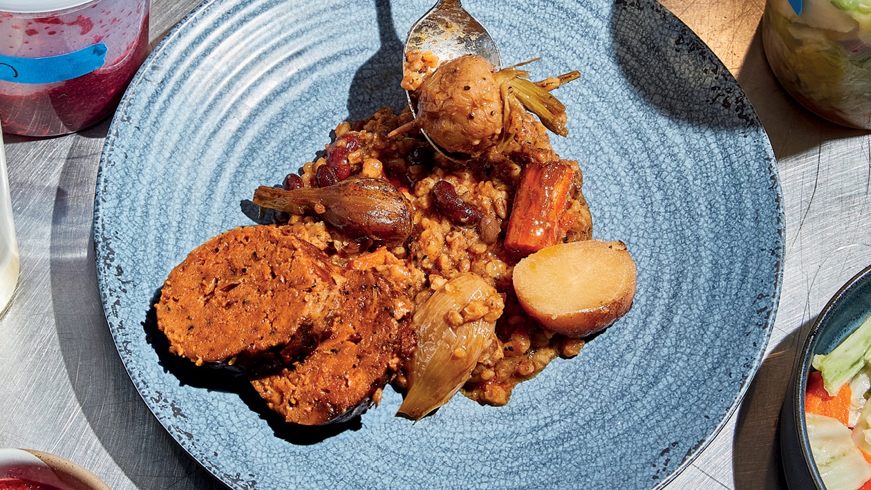 Cholent vegetal con Kishka – - Receta - UFS
