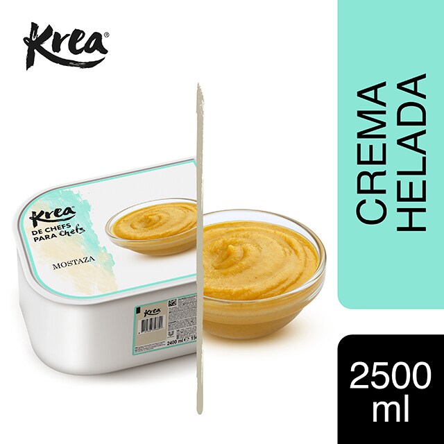 Crema Helada de Mostaza Krea 2,5L - La gama de helados Krea, exclusiva de restauración, te ofrece sabores sorprendentes como el de Mostaza para crear platos originales