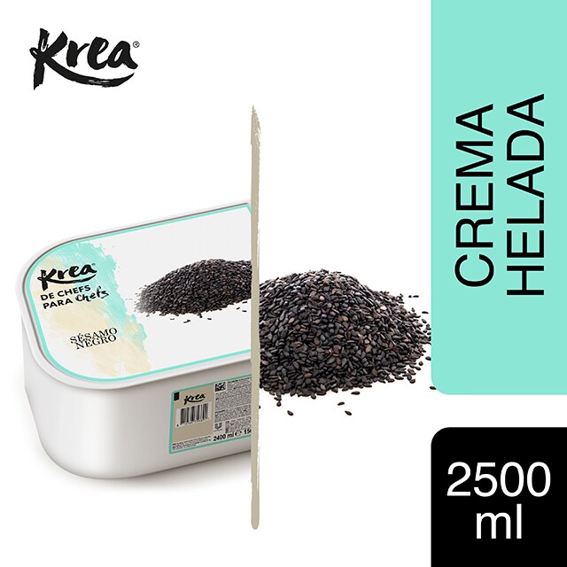 Crema Helada de Sésamo Negro Krea 2,5L - La gama de Helados KREA, exclusiva de Restauración, te ofrece sabores sorprendentes como Sésamo Negro para crear platos originales.