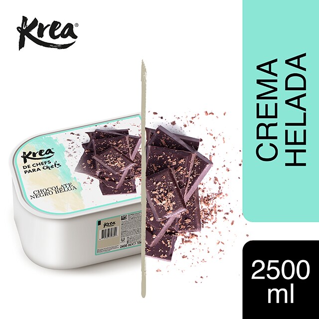 Helado de Chocolate Negro Belga Krea 2,5L - La gama de Helados KREA, exclusiva de Restauración, te ofrece sabores sorprendentes como Chocolate Negro Belga para crear platos originales.