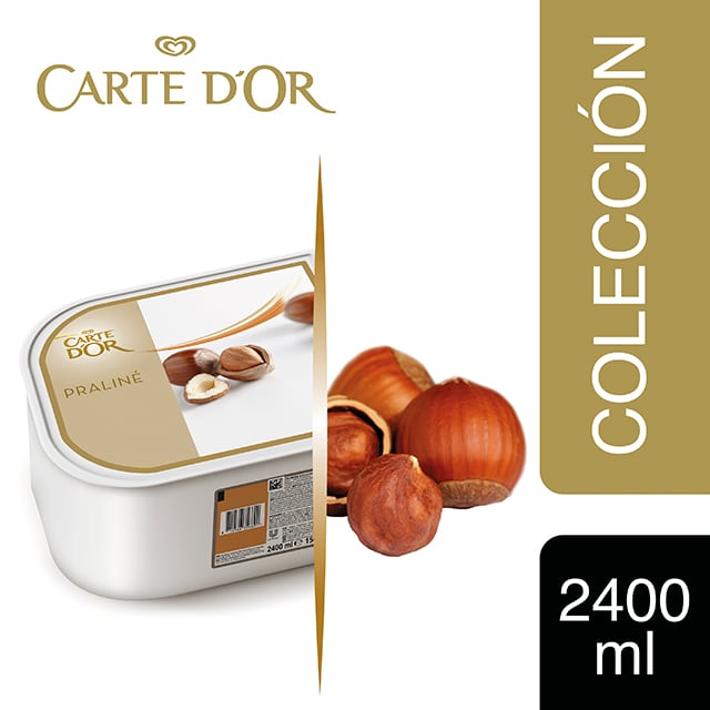 Helado de Praliné Carte d'Or 2,4L - Incluir un buen helado como el de Praliné transforma el postre en una experiencia inolvidable. La gama Carte d’Or está diseñada para aportar versatilidad, conveniencia y estructura a tus postres, controlando tu rentabilidad.