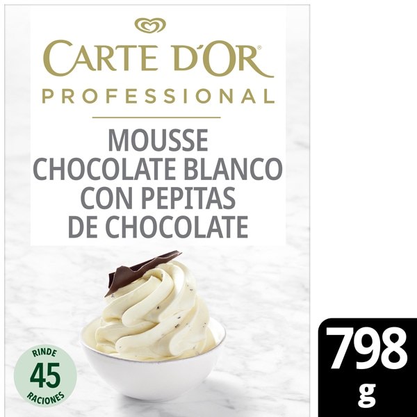 Carte d'Or Mousse Chocolate Blanco con Pepitas de Chocolate sin gluten 45 raciones 798g - 