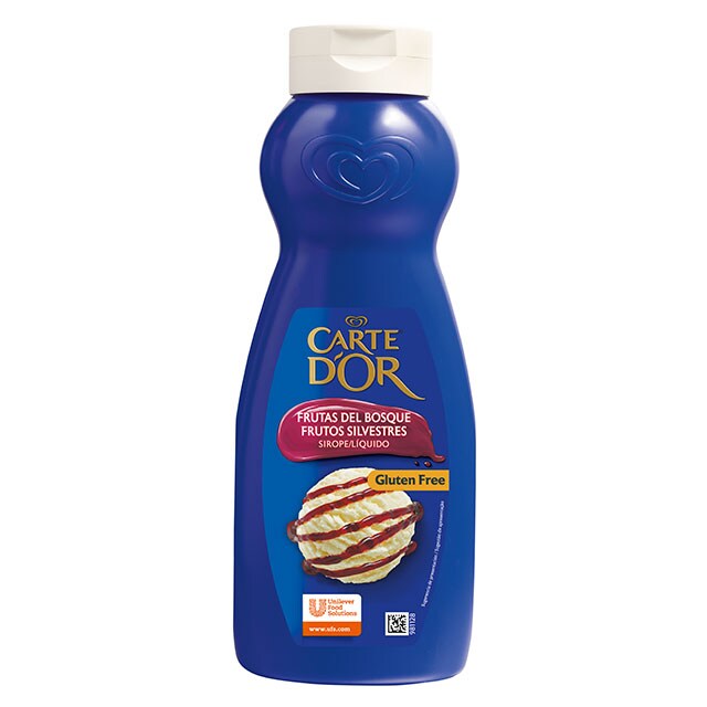 Sirope de Frutas del bosque Carte d'Or botella 1L Sin Gluten - La gama de Siropes Carte d’Or Profesional es la preferida por los chefs, debido a que está diseñada con colores y sabores para seducir con tus postres