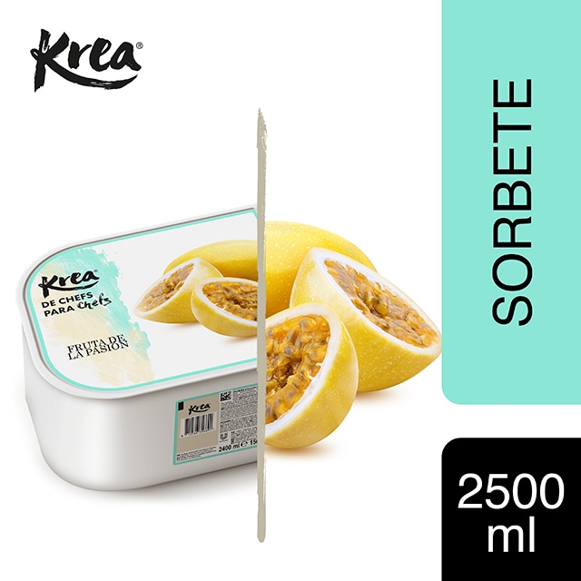 Sorbete de Fruta de la Pasión Krea 2,5L - La gama de helados Krea, exclusiva de restauración, te ofrece sabores sorprendentes como Fruta de la Pasión para crear platos originales