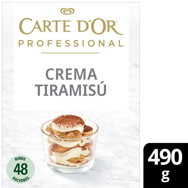 Tiramisú Carte d'Or Sin Gluten 48 raciones - Tiramisú Carte d’Or preferido por Chefs en Italia te permite ofrecer un postre tradicional, a tu manera y en pocos minutos