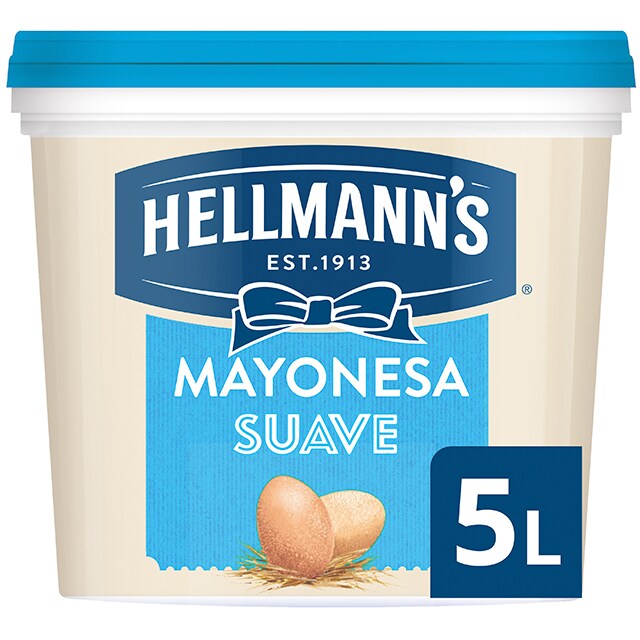 Hellmann’s Suave mayonesa cubo 5L - Hellmann’s Suave, jugosidad e ingredientes perfectamente ligados sin humedecer el pan