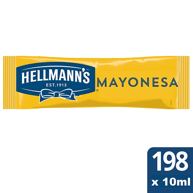 Mayonesa Hellmann's monodosis 10ml. Caja 198 uds. Sin Gluten - Ofréceles toda la calidad de la Mayonesa Hellmann’s en un práctico formato monoporción