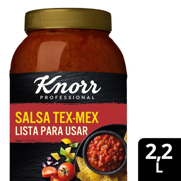 Salsa Tex-Mex de Knorr Professional 2,2L - La nueva salsa Tex-Mex de Knorr Professional es ideal para diferentes ocasiones en tu local, cocínala o sírvela directamente, tanto en caliente como en frío.