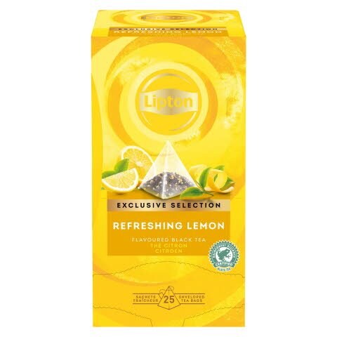 Té Negro Lipton Limón Refrescante, Caja con 25 sobres -