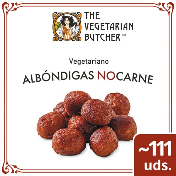 The Vegetarian Butcher Albóndigas NoCarne Veganas Caja 111 piezas - Ofrece ya en tu menú las Albóndigas NoCarne deThe Vegetarian Butcher. "Tan jugoso como el pollo, más tierno que el cerdo y 100% vegetariano" Jaap Korteweg, fundador de The Vegetarian Butcher.