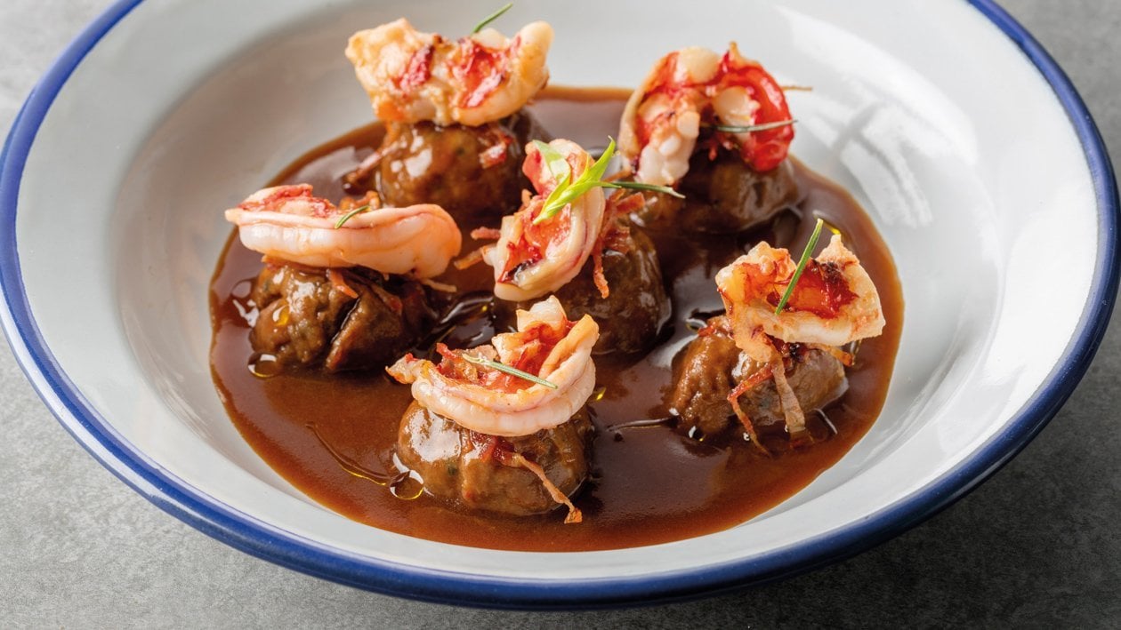 Albóndigas de vaca vieja con carabinero – - Receta - UFS