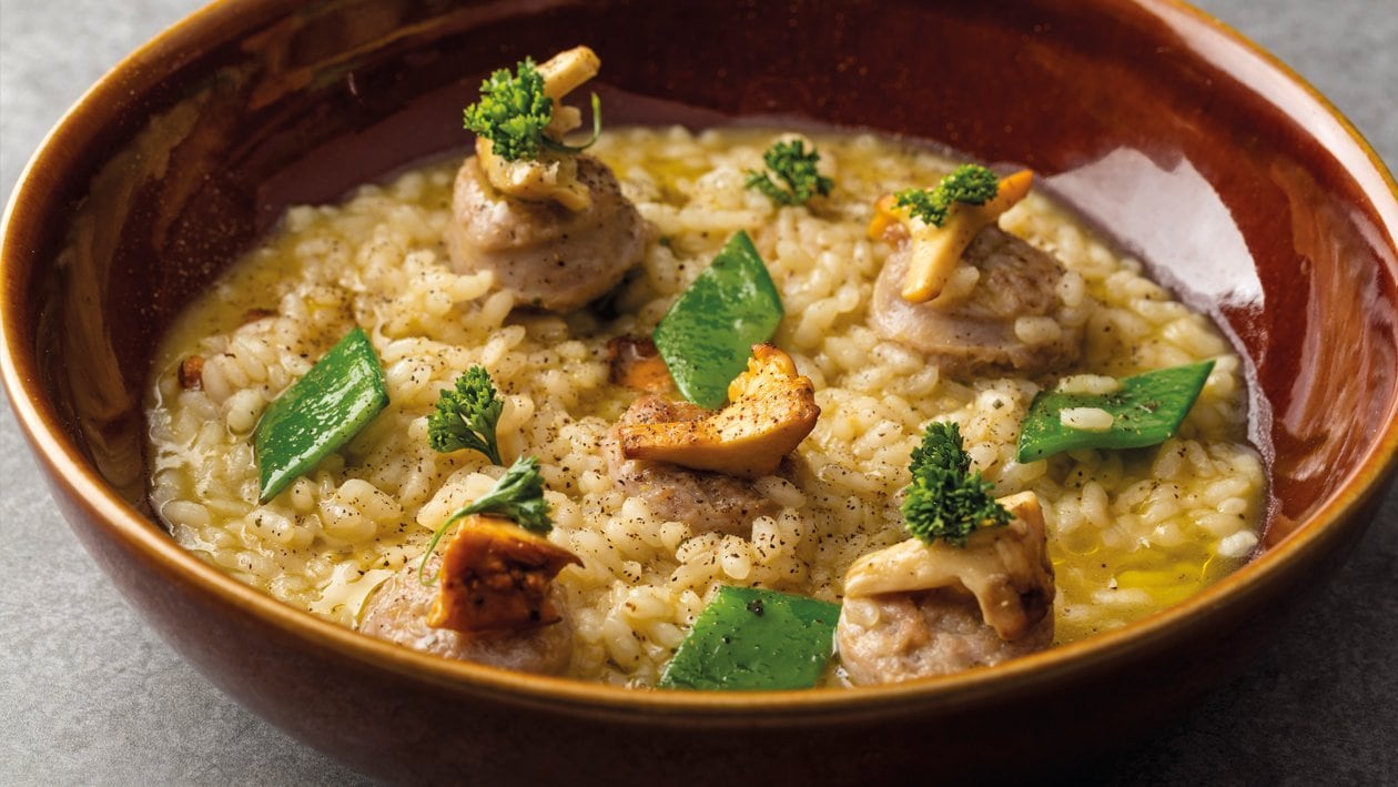 Arroz meloso con setas, longaniza y tirabeques con Knorr – - Receta - UFS