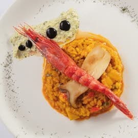 Arroz meloso de carabineros y boletus Arroz meloso de carabineros y boletus