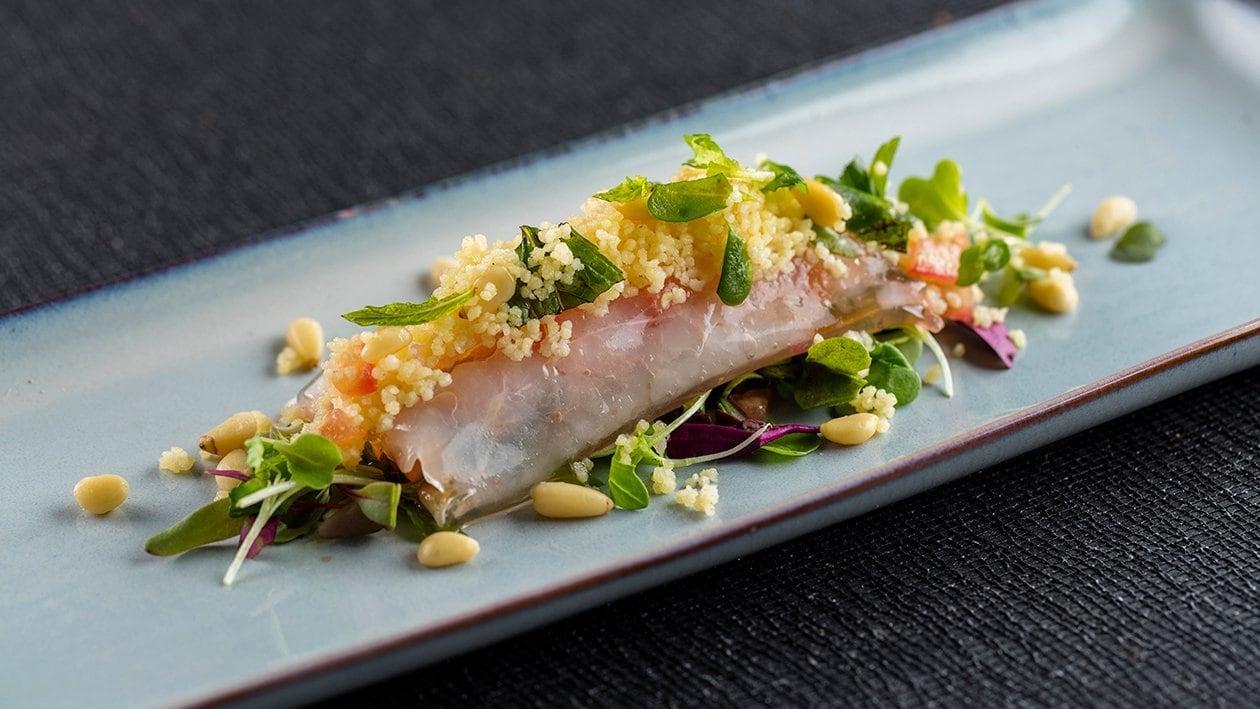 Canelón de gamba blanca con cous cous cocido en caldo de Pollo Knorr – - Receta - UFS