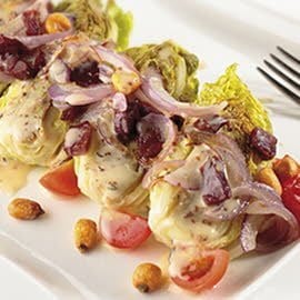 Cogollos braseados con mostaza y salteado de chalotas y jamón Cogollos braseados con mostaza y salteado de chalotas y jamón