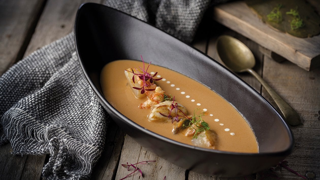 Crema de marisco y cigalas con bulbo de hinojo confitado – - Receta - UFS Crema de marisco y cigalas con bulbo de hinojo confitado – - Receta - UFS