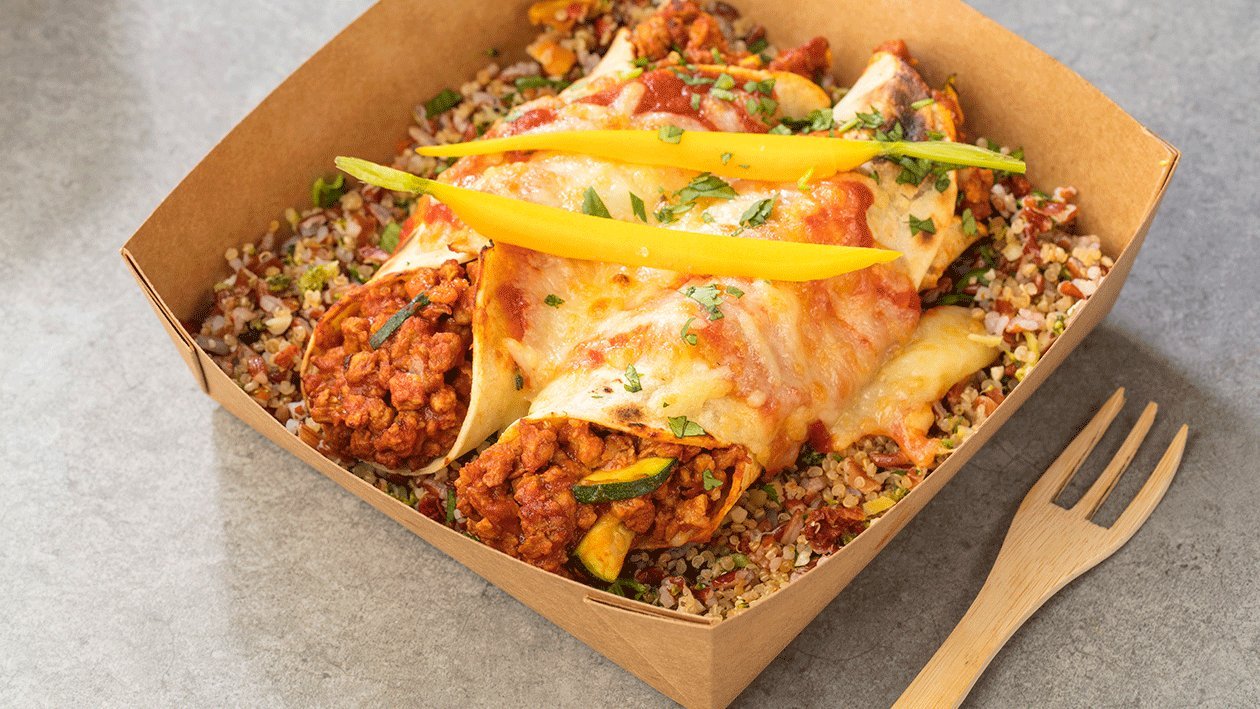 Enchilada de NoCarnecon curry thay y cuscús de arroz rojo y bulgur – - Receta - UFS