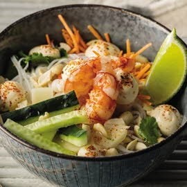 Ensalada de fideos de arroz, langostinos y salsa thai sin gluten Ensalada de fideos de arroz, langostinos y salsa thai sin gluten