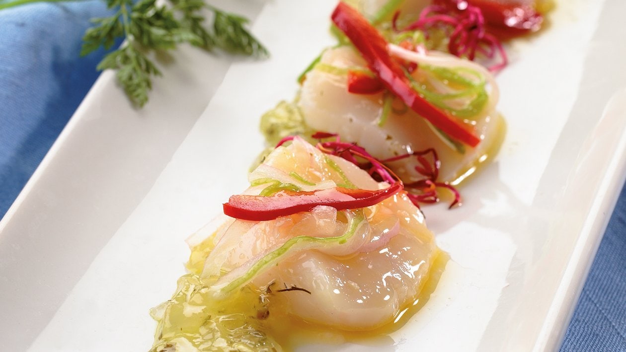 Ensalada de vieiras con gelatina de ceviche – - Receta - UFS Ensalada de vieiras con gelatina de ceviche – - Receta - UFS