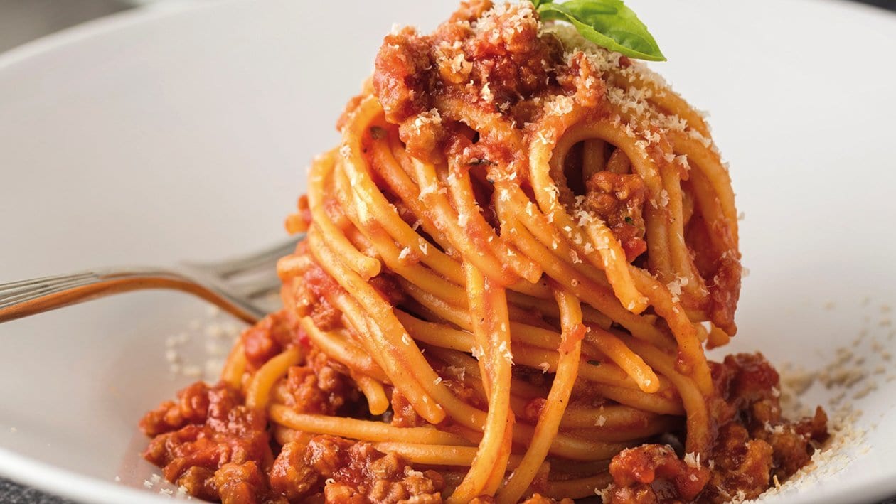 Espaguetis a la boloñesa de NoCarne picada veganos