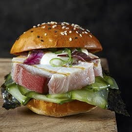 Hamburguesa de Hamachi (Pez limón)