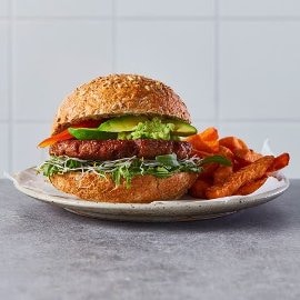 Hamburguesa de NoTernera con aguacate Hamburguesa de NoTernera con aguacate