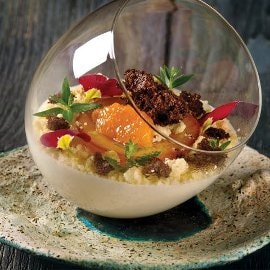 Panna cotta de té verde y clementinas Panna cotta de té verde y clementinas