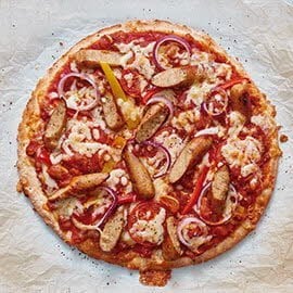 Pizza con NoHot Dog y pimientos Pizza con NoHot Dog y pimientos