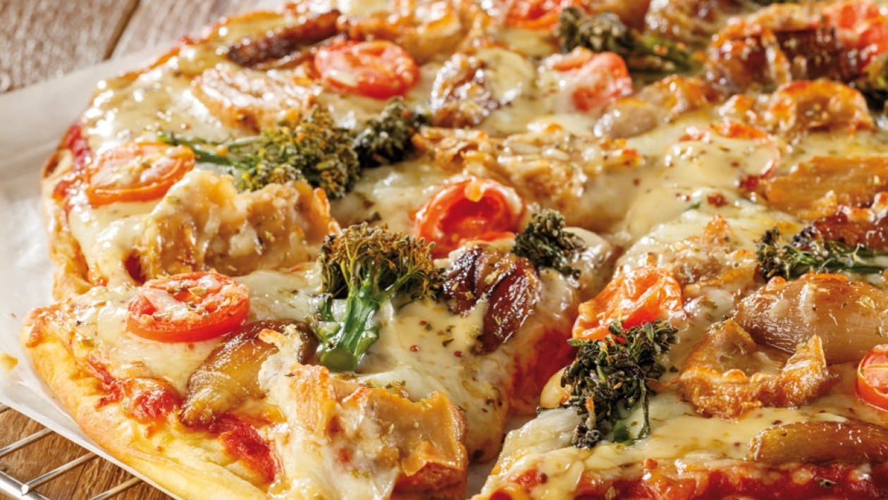 Pizza de NoPollo, mostaza y miel – – Receta UFS