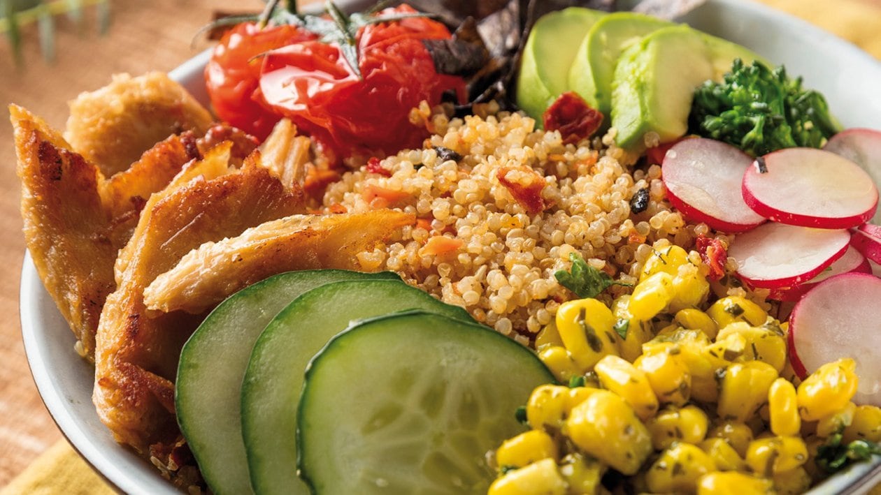Poke bowl vegano de quinoa Knorr, aguacate y NoPollo – - Receta - UFS