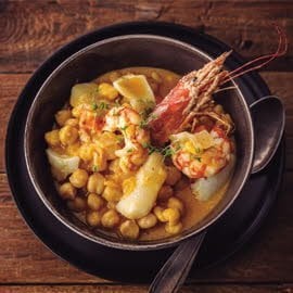 Potaje de vigilia, miso, gambón y bacalao Potaje de vigilia, miso, gambón y bacalao