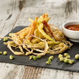 Rabas en tempura crujiente con salsa agridulce Rabas en tempura crujiente con salsa agridulce