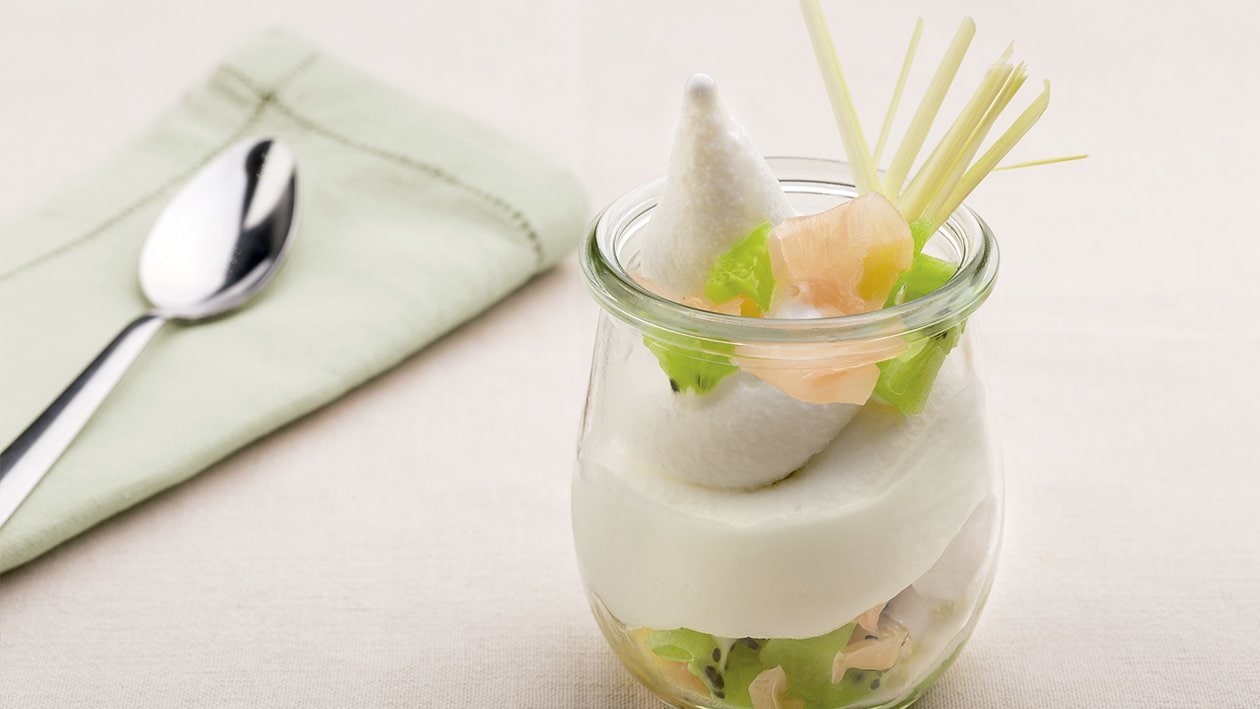 Sorbete de limón con jengibre marinado, citronela y kiwi – - Receta - UFS