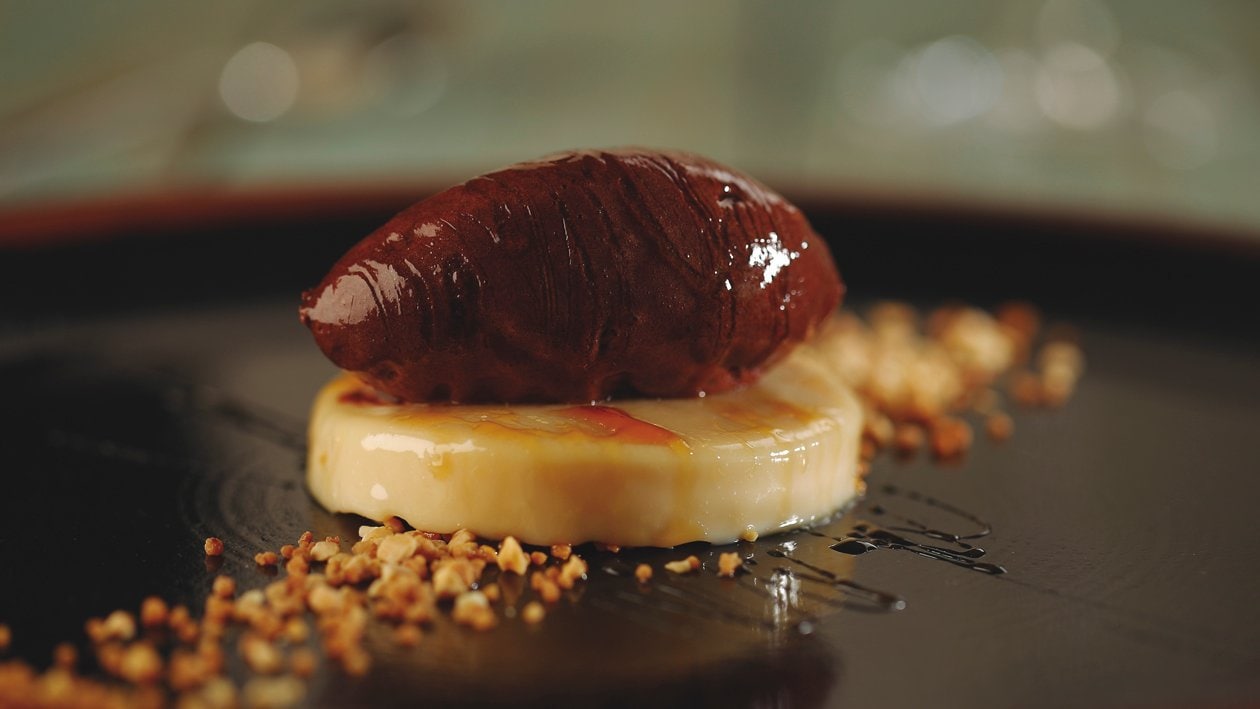 Trufa ligera de cacao sobre base de Panna Cotta de toffee y crocanti – - Receta - UFS