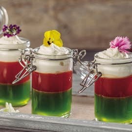 Verrines de pimiento y queso crema