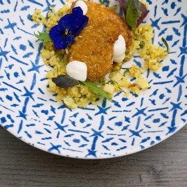 Ensalada de cereales Bulgur con manzana y Nuggets Nopollo Ensalada de cereales Bulgur con manzana y Nuggets Nopollo