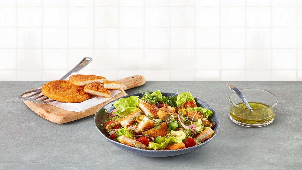 Ensalada con Hamburguesa Crispy Nopollo y tomates secos – - Receta - UFS