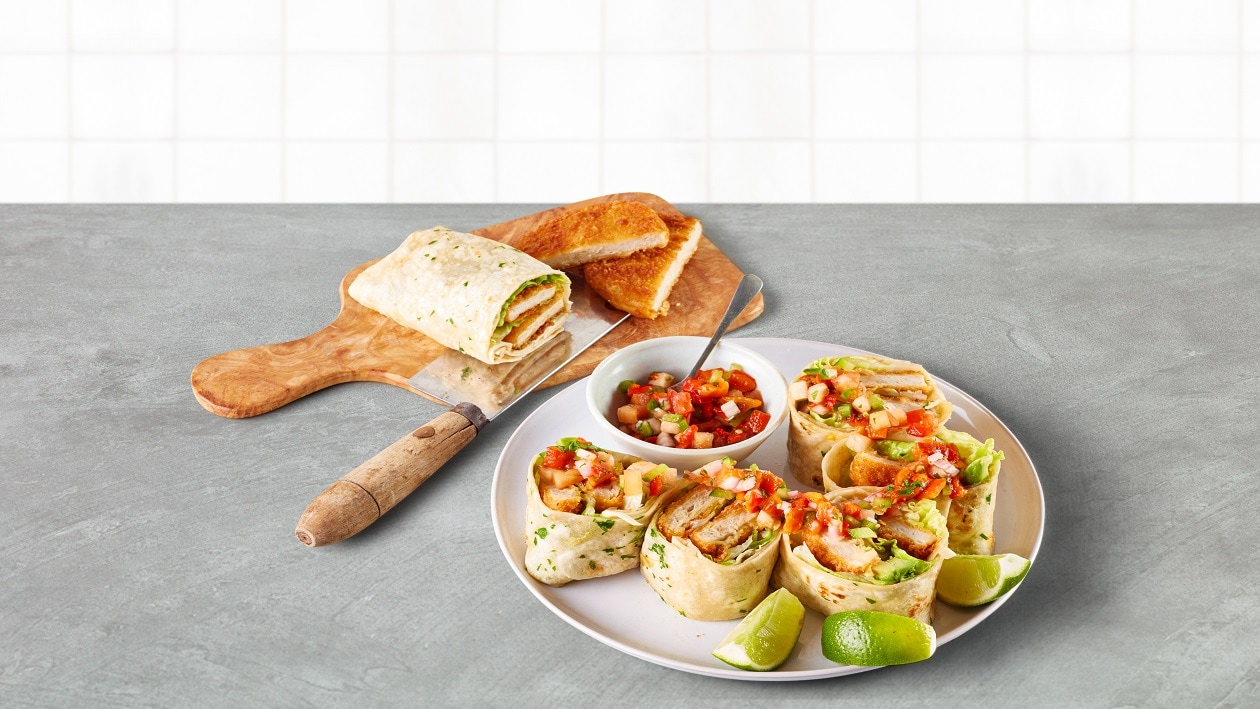 Wrap de Hamburguesa Crispy Nopollo con salsa roja picante y lima – - Receta - UFS Wrap de Hamburguesa Crispy Nopollo con salsa roja picante y lima – - Receta - UFS