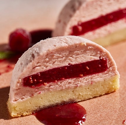Mousse de frambuesa con gelée de frambuesa Mousse de frambuesa con gelée de frambuesa