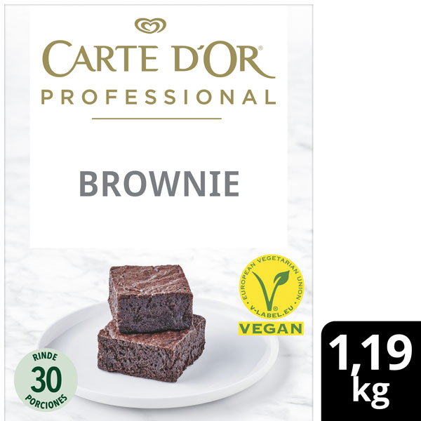 Brownie Carte D'Or 30 porciones Vegano - Nuevo Brownie Carte d’Or: impresionará a tus clientes al ser el mismo postre de siempre, también apto para veganos.
