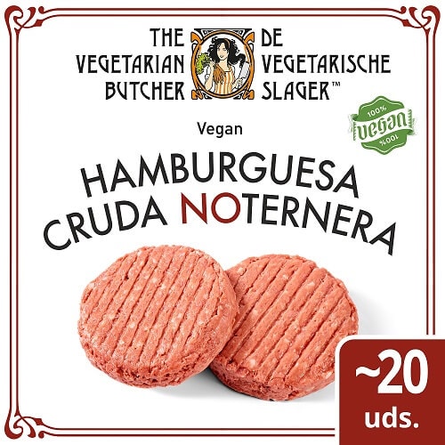 The Vegetarian Butcher Hamburguesa Cruda NoTernera Vegana 20 x 113g - The Vegetarian Butcher "Tan jugoso como el pollo, más tierno que el cerdo y 100% vegetariano" Jaap Korteweg, fundador de The Vegetarian Butcher