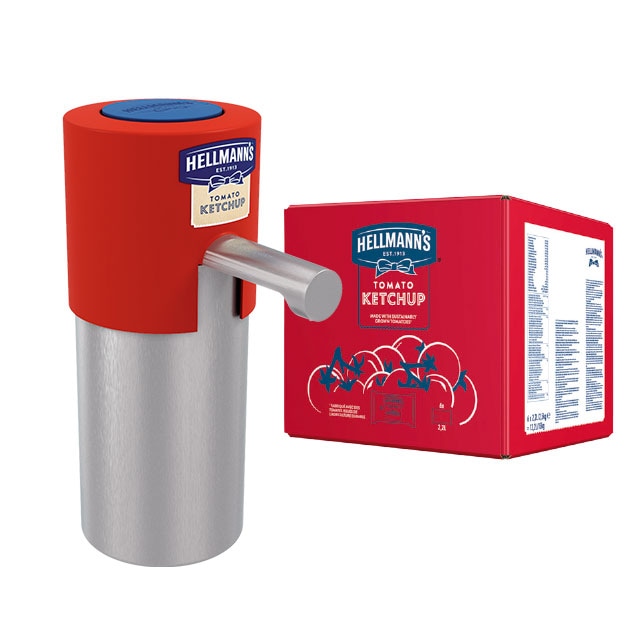 Ketchup Hellmann's Dispensador 2,5KG Sin Gluten - Los dispensadores Hellmann's transmiten al cliente calidad y facilidad de uso
