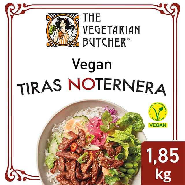 The Vegetarian Butcher Tiras NoTernera veganas caja 1,85kg - Tiras de carne de origen vegetal elaborado a partir de soja no modificada genéticamente y sin necesidad de cocinarlas