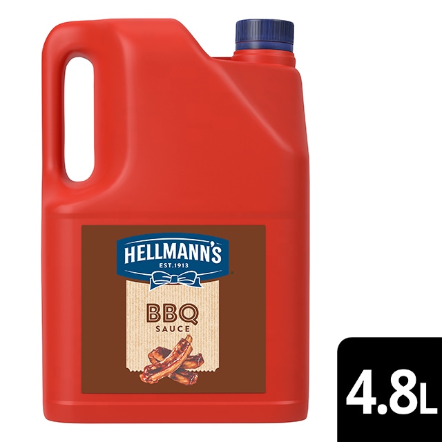 Hellmann’s Salsa Barbacoa 4,8kg - La Salsa Barbacoa Hellmann’s ofrece un sabor intenso con notas ahumadas y una textura equilibrada, ideal como base para tus creaciones. Resultado superior para tus recetas más auténticas.