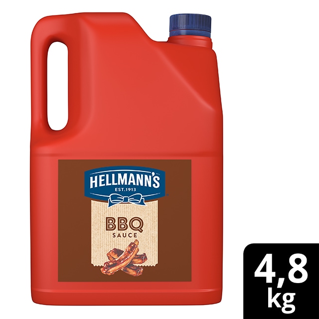 Hellmann’s Salsa Barbacoa 4,8kg - La Salsa Barbacoa Hellmann’s ofrece un sabor intenso con notas ahumadas y una textura equilibrada, ideal como base para tus creaciones. Resultado superior para tus recetas más auténticas.