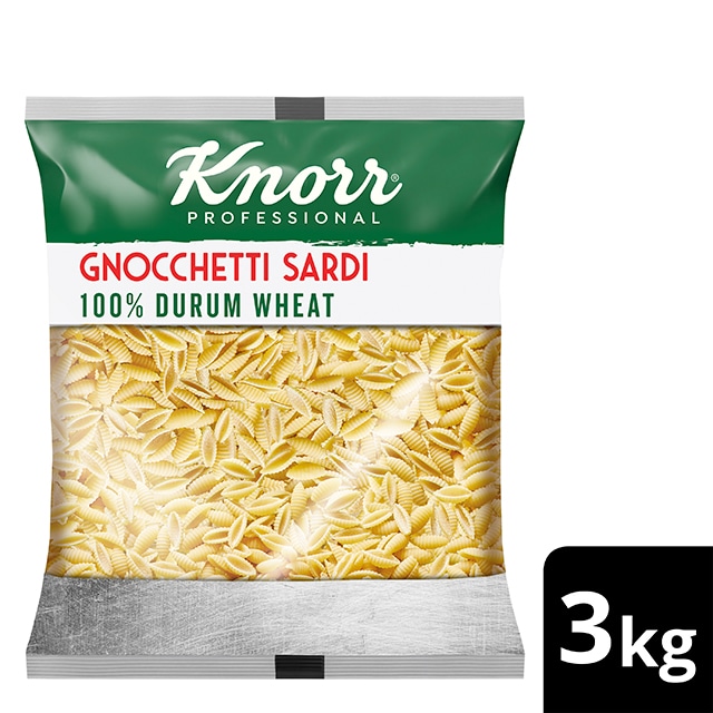 Knorr Pasta Gnochetti Sardi 4x3kg - La gama de Pasta de Knorr Professional te inspira a crear platos con personalidad, gracias a sus formas auténticas y diversas.