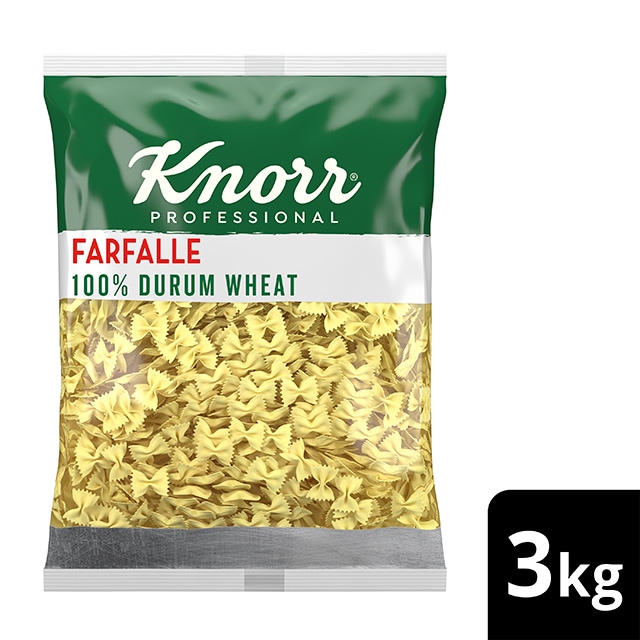 Knorr Pasta Farfalle 4x3kg - La gama de Pasta de Knorr Professional te inspira a crear platos con personalidad, gracias a sus formas auténticas y diversas.