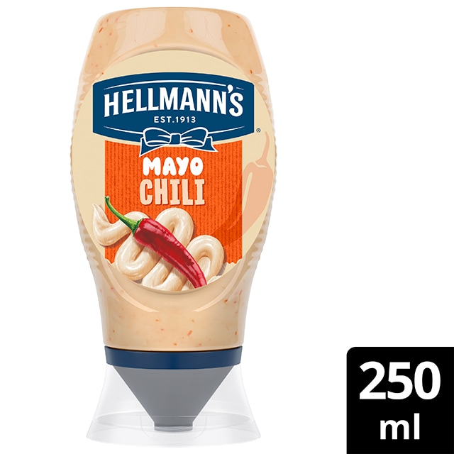 Hellmann's Mayo Chili Bocabajo sin gluten 250ml - Salsa Mayo Chili Hellmannn’s. Nuevos sabores en un práctico envase.